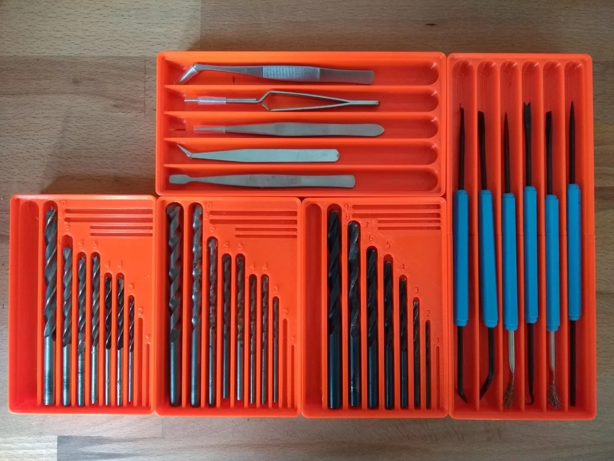 Gridfinity drill bit trays / long tool holder / tweezers holder (height 2.5) — фото автора hmoldenhauer