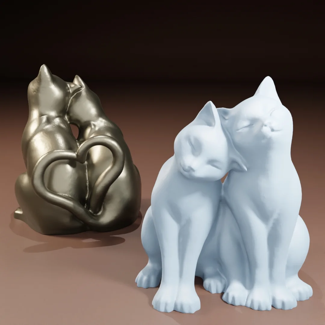 Smooth and Low Poly Cats with "heart tails" — фото автора Crazy3D